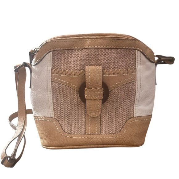 b.o.c. Handbags - BOC Crossbody Purse Western Boho Woven Faux Leather Saddle Bag Neutral Beige Tan